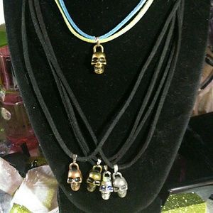 🆕 Bundle of 5❗Skull Pendants on Vegan Suede Cord